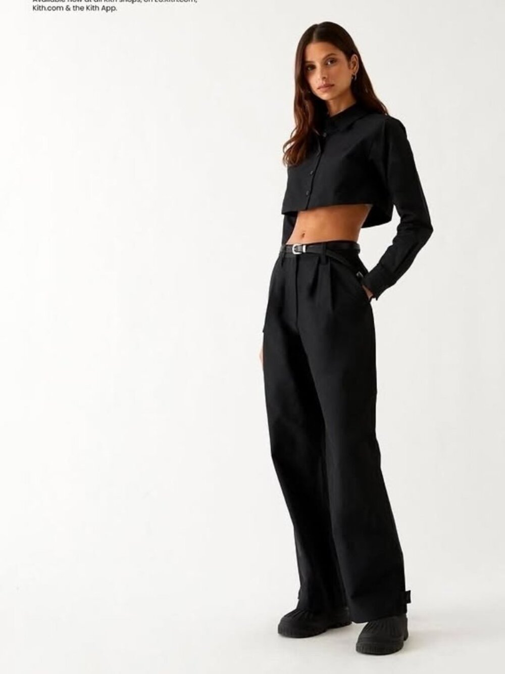 KITH Boxy Cropped button-down shirt Black Womens M